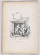 He tells us: don't cry, Act! from Scenes from the Private and Public Life of Animal..., ca. 1837-47. Creator: Andrew Best Leloir.