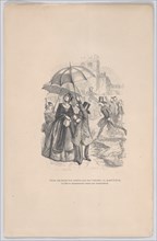 I was in too much need of an omnibus, but as soon as it starts raining, they all seem to d..., 1843. Creator: Jean Ignace Isidore Gerard.