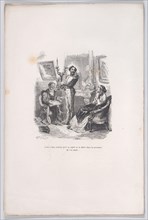 It is good that he coaxes and flatters her in front of her husband. from the Little Miseri..., 1843. Creator: Jean Ignace Isidore Gerard.