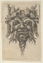 Satyr Mask with a Spiral-Shaped Beard and Ivy Grouped Around Each Horn, from Divers..., ca. 1635-45. Creator: Francois Chauveau.