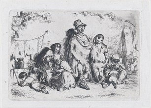 Plate 2: a group of people in the street, possibly beggars, from the series of customs and..., 1850. Creator: Francisco Lameyer Berenguer.