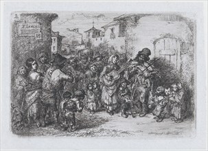 Plate 3: a group street musicians, from the series of customs and pastimes of the Spanish ..., 1850. Creator: Francisco Lameyer Berenguer.