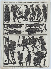 Sheet 14 of figures for Chinese shadow puppets, 1859. Creator: Juan Llorens.