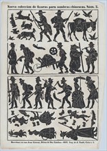 Sheet 2 of figures for Chinese shadow puppets, 1859. Creator: Juan Llorens.