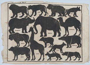 Sheet 5 of figures for Chinese shadow puppets, ca. 1850-70. Creator: Juan Llorens.