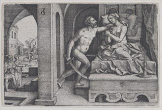 Tarquinius Rapes Lucretia, from Scenes from Roman History. Creator: Georg Pencz.
