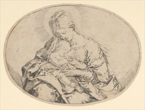 The Virgin holding the infant Christ, an oval composition, ca. 1600-1640. Creator: Guido Reni.