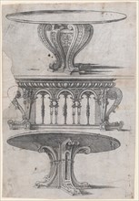 Three Table Designs, 1565-70. Creator: Jacques Androuet Du Cerceau.