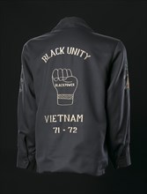 Vietnam tour jacket with Black Power embroidery, 1971-1972. Creator: Saha Union Group.