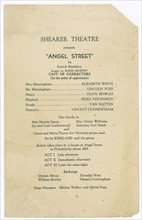 Cast list for the Shearer Players' production of Angel Street, 1951. Creator: Unknown.