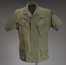Military fatigue shirt worn by James E. Brown of the 20th Engineer Brigade, ca. 1967. Creator: Bonham Manufacturing Company Inc..