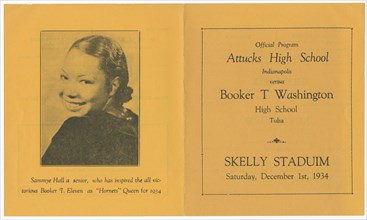 Programme for a Booker T. Washington High School football game, December 1, 1934. Creator: Unknown.