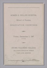 Graduation programme for the Homer G. Phillips Hospital School of Nursing, September 5, 1947. Creator: Unknown.