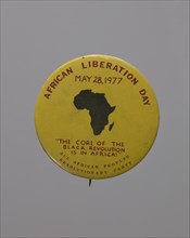 Pinback button promoting African Liberation Day, 1977. Creator: Unknown.