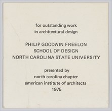 Card honouring Philip Goodwin Freelon, 1975. Creator: Unknown.