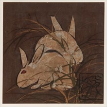 Rabbits and grasses, Edo period, late 16th-early 17th century. Creator: Hon'ami Kôetsu.