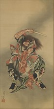 Zhong Kui (Shoki) killing a demon, Edo period, 1760-1868. Creator: Hokusai.