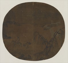 Travelers under willow trees, Yuan or Ming dynasty, 1279-1644. Creator: Unknown.