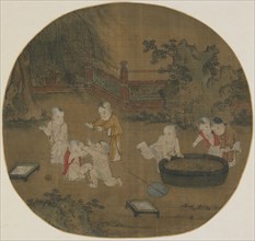 Children playing in a garden, Ming dynasty, 1368-1644. Creator: Unknown.