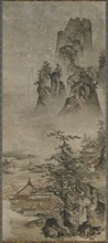 Landscape: mountains, stream and houses, Muromachi period, early 16th century. Creator: Gakuo Zokyu.