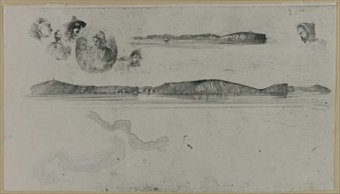 Sketches on the Coast Survey Plate, 1854. Creator: James Abbott McNeill Whistler.