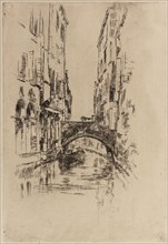 Gondola under a Bridge, 1879-1880. Creator: James Abbott McNeill Whistler.