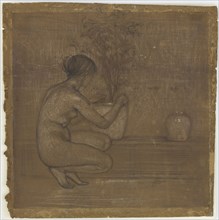 Crouching Figure. Study for The White Symphony: Three Girls, 1869-1870. Creator: James Abbott McNeill Whistler.