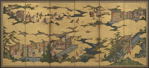 Scenes from the life of the Ming Huang Emperor and Yang Guifei, Momoyama period, late 16th-early 17t Creator: Kano Mitsunobu.