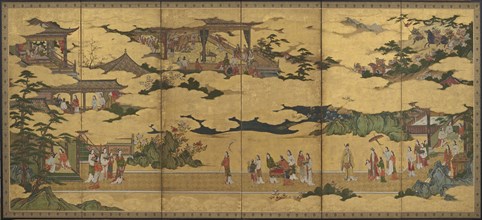 Scenes from the life of the Ming Huang Emperor and Yang Guifei, Momoyama period, late 16th-early 17t Creator: Kano Mitsunobu.