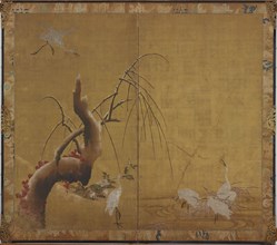 Herons and Old WIllow, Edo period, early 17th century.  Creator: Kano Sadanobu.