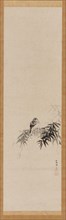 Bird on a bamboo branch, Edo period, 17th century. Creator: Kanô Tan'yû.