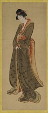 Standing figure of a tall girl, late 18th-early 19th century. Creator: Hokusai.