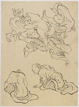 Men dancing, and miscellaneous figures, late 18th-early 19th century. Creator: Hokusai.