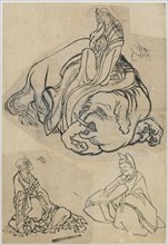 Preparatory sketch for The Courtesan Eguchi as the Bodhisattva Fugen..., Edo period, c1806-1811. Creator: Hokusai.