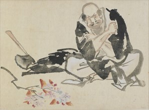 Buddhist allegory of a priest burning cherry branches, late 18th-early 19th century. Creator: Hokusai.