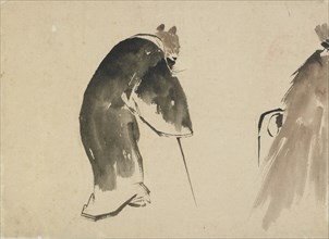 An old mouse (?) dressed in a black robe, late 18th-early 19th century. Creator: Hokusai.