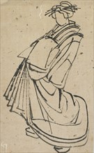 Sketch of a courtesan, late 18th-early 19th century. Creator: Hokusai.