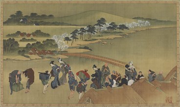 Cherry blossom viewing, late 18th-early 19th century. Creator: Hokusai.