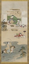 Parody of the tale of Nasu no Yoichi, Edo period, 1615-1868. Creator: Kawamata Tsuneyuki.