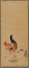 Cock, hen and chick, Edo period, 18th century. Creator: Maruyama Okyo.