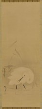 A spoonbill and water-grass, Edo period, mid 17th century. Creator: School of Kano Tan'yu.