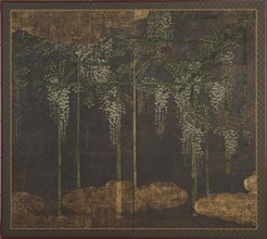 Blossoming wisteria on a bamboo trellis, Momoyama period, 16th-17th century. Creator: Unknown.