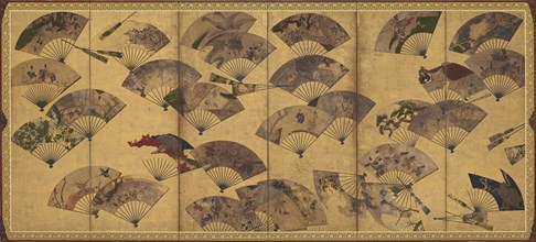 Screen with Scattered Fans, Edo period, early 17th century. Creator: Sôtatsu.