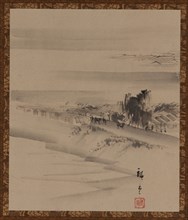 Landscape: river, town and mist, Edo period, 19th century. Creator: Utagawa Hiroshige II.