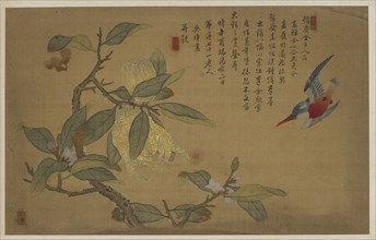 Bird, Fruit, and Flowers, Qing dynasty, 1741. Creator: Wu Zhang.