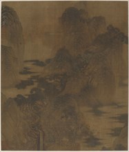 Landscape: mountain gorge, mist, a brook, and buildings, Ming dynasty, 17th century. Creator: Zhang Hong.