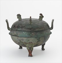 Lidded food cauldron (ding) with painted decoration, Han dynasty, 206 BCE-220 CE. Creator: Unknown.