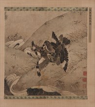 Squabbling Mynas above a Brook, Ming dynasty, 15th-16th century. Creator: Unknown.