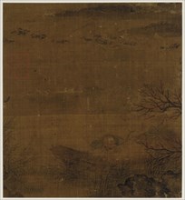 River scene: a man asleep in a boat - ducks swimming by, Ming dynasty, 1368-1644. Creator: Unknown.