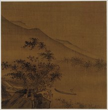 Landscape: hillsides, rocks, trees, house and a boat, Ming dynasty, 1368-1644. Creator: Unknown.